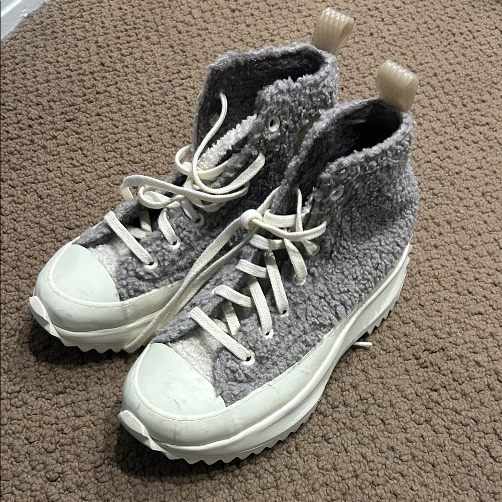 Converse grey/purpoe High-Top platform Sneakers with White Soles